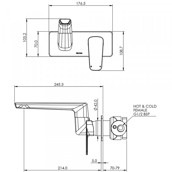 AX2SBFC Axiss II Wall Mounted Swivel Basin Mixer 35mm v2