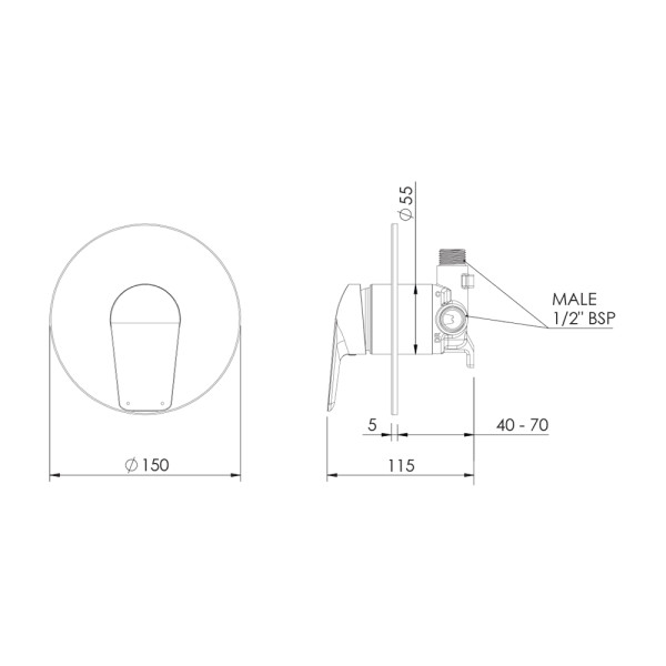 CAPSMC Corto All Pressures Shower Mixer 150mm