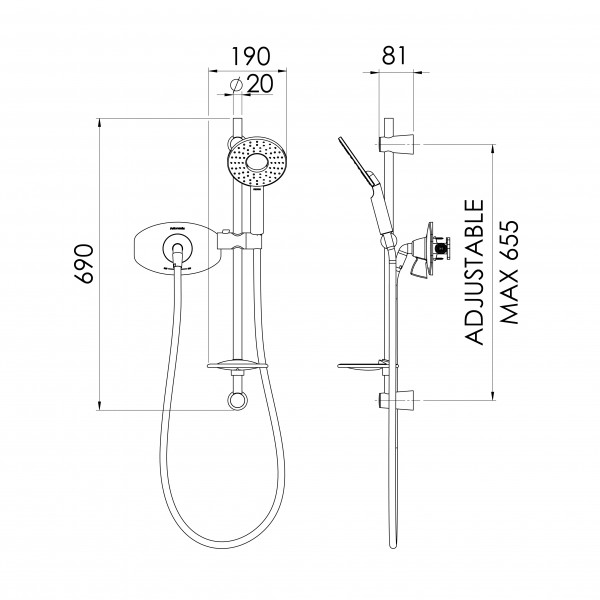 D2FSCCSR D2 Flexishower Slide Rail 01 01