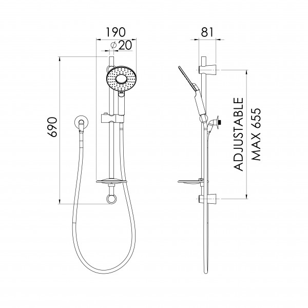 D2HSKCSR D2 Single Spray Slide Shower 01