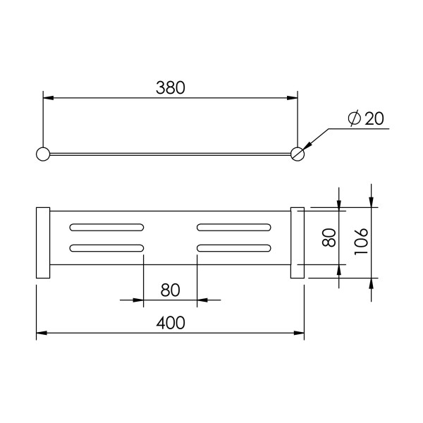 Lumi Metal Shower Shelf 400mm