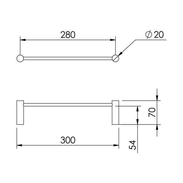 Lumi Single Towel Rail 300mm