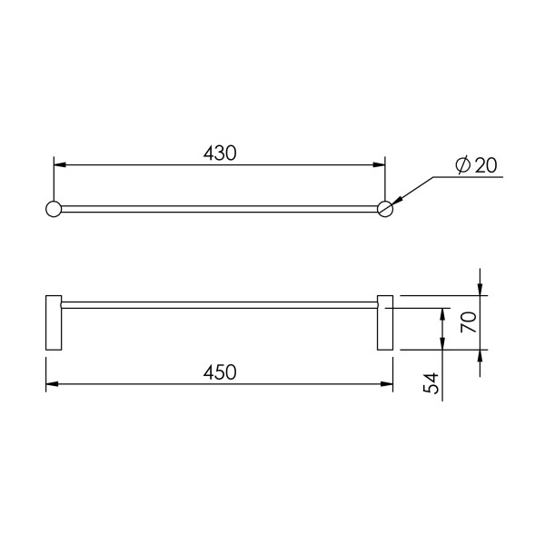 Lumi Single Towel Rail 450mm