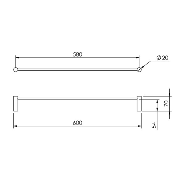 Lumi Single Towel Rail 600mm