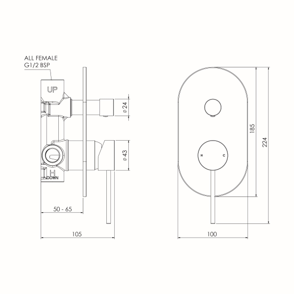 LDCSMC Linea Mains Pressure Diverter Mixer