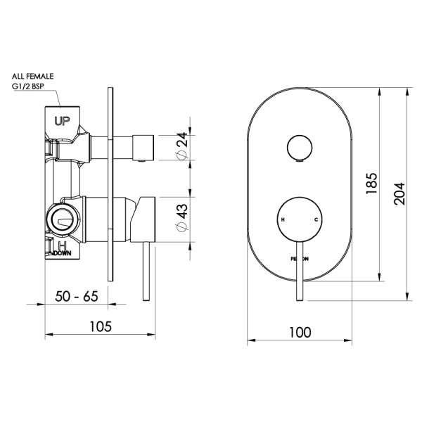 LDCSMC Linea Mains Pressure Diverter Mixer 02