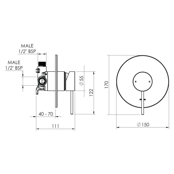 Linea Fusion Plus Shower Mixer 150mm 02