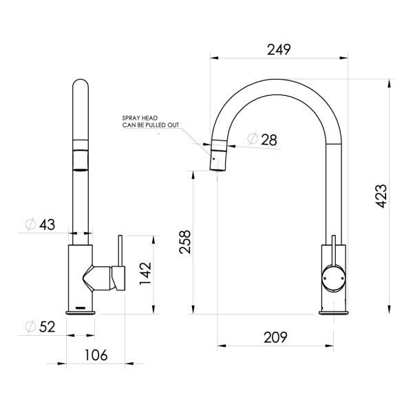 Linea Pull Out Sink Mixer 02
