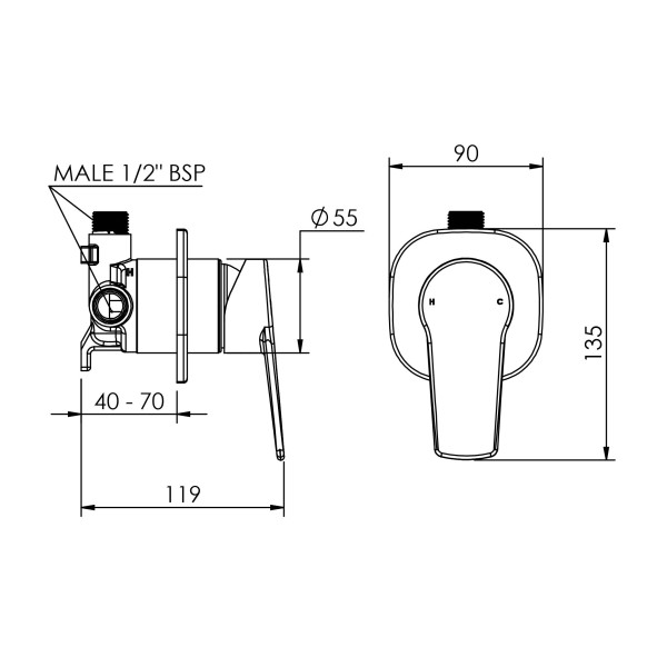 MX Fusion Plus All Pressures Shower Mixer