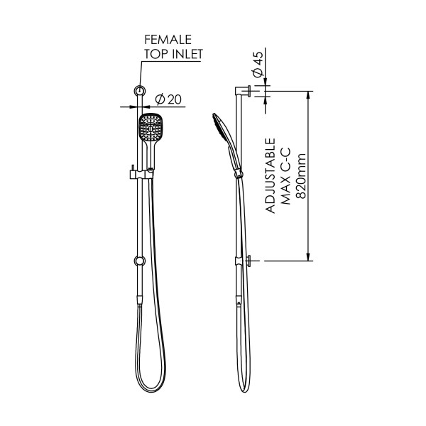 MX Single Spray Slide Shower