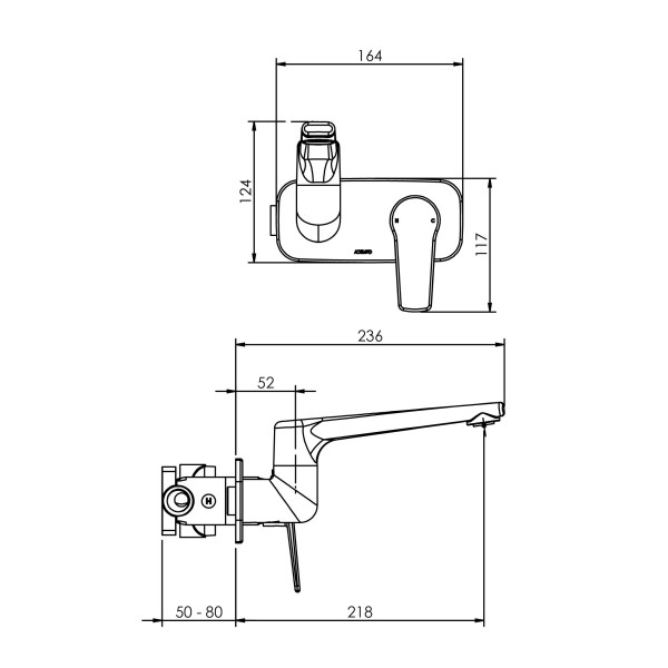 MX Wall Mounted Swivel Basin Bath Mixer Medium