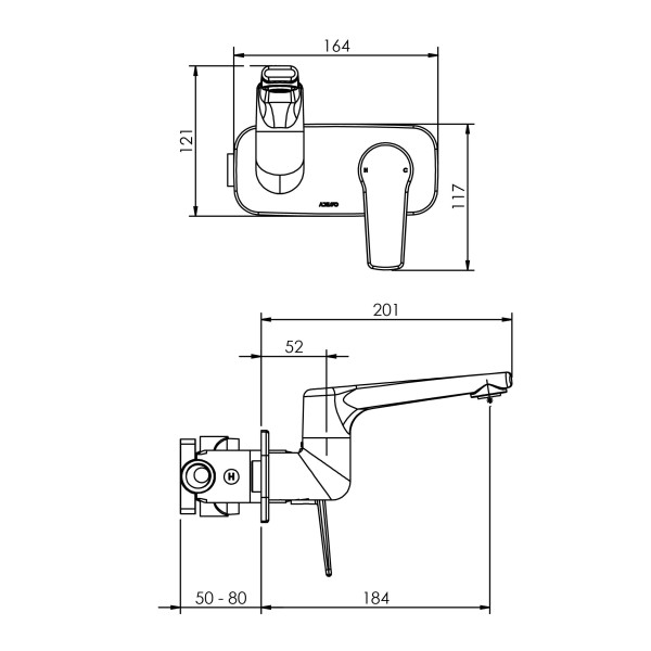 MX Wall Mounted Swivel Basin Bath Mixer Short