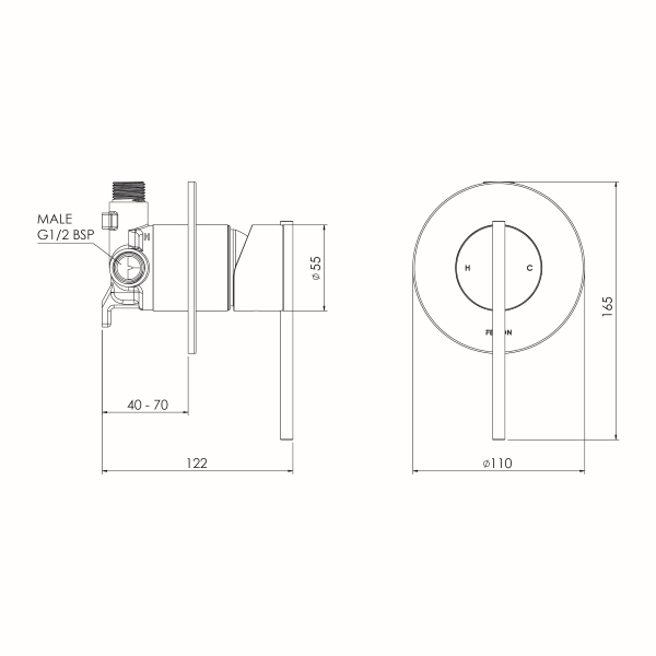 MORFSPCSMC S Mor Fusion Plus Shower Mixer 110mm