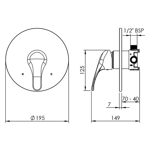 PFSPCSMCL Pace Fusion Plus Shower Mixer 195mm 2022