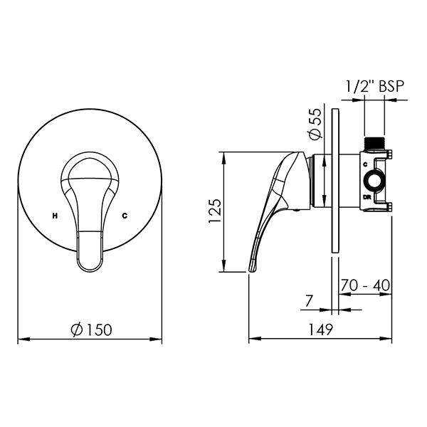 PFSPCSMC Pace Fusion Plus Shower Mixer 150mm 2022
