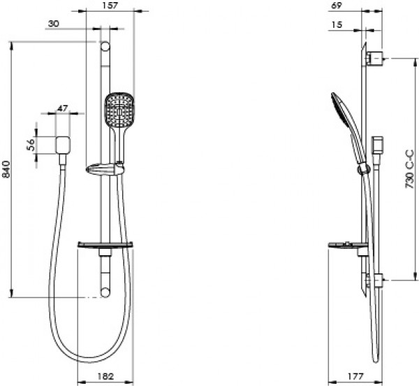 NEW_Q2HSKCSR Que II Single Spray Slide Shower Chome