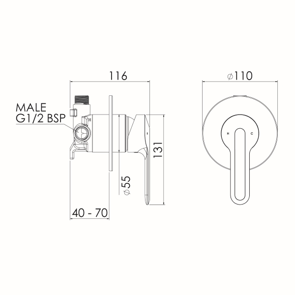 SFSPCSMC S Slique Fusion Plus Shower Mixer 110mm