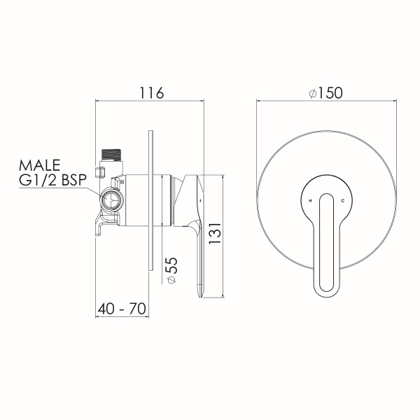SFSPCSMC Slique Fusion Plus Shower Mixer 150mm 02
