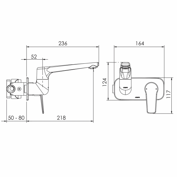 Adesso Sol Wall Mounted Mixer