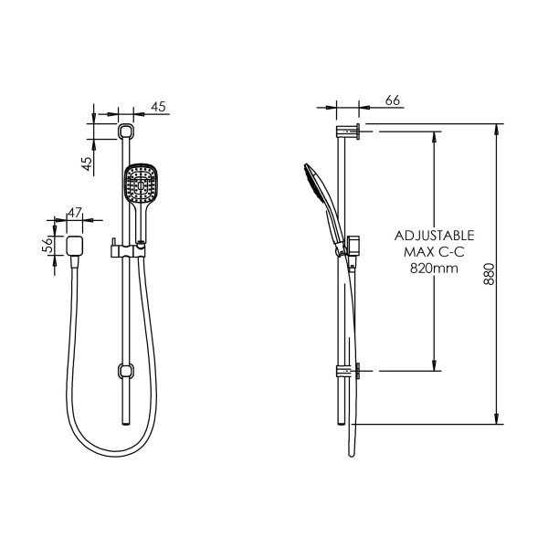 Axiss II Conventional Single Spray Slide Shower